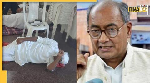 Bharat Jodo Yatra Digvijay Singh sleeping ground without pillow picture viral