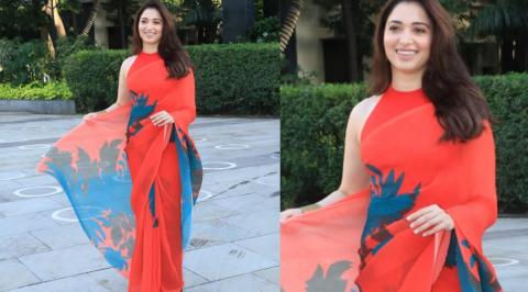 Tamannaah Bhatia In Red Sari