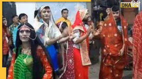 men wear saree do garba in ahmedabad