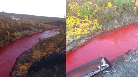 Is the river water red because of nickel