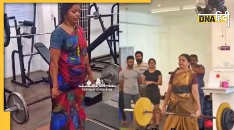 woman workout in saree