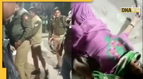 Kanpur policeman brutally pushed a woman