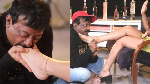 RGV Licks Actress Ashu Reddy Feet