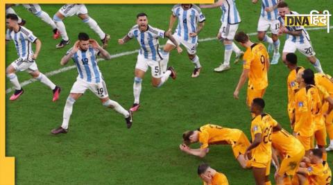 fifa world cup 2022 argentina vs netherlands players fight on ground lionel messi Leandro Paredes 