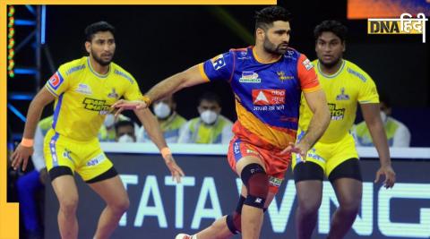 up yoddha vs tamil thalaivas pro kabaddi league pardeep narwal super raid helps up to tie match pkl playoffs