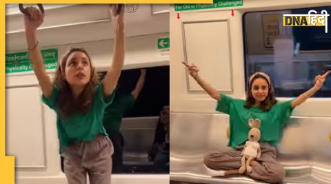 Delhi Metro woman dancing in coach seats watch viral video