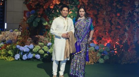 Sachin Tendulkar Anjali Tendulkar At Anant Ambani Radhika Merchant Engagement