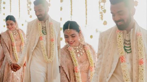 Athiya Shetty beautiful pink wedding lehenga