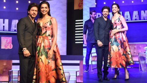 Shah Rukh Khan and Deepika Padukone at press event 