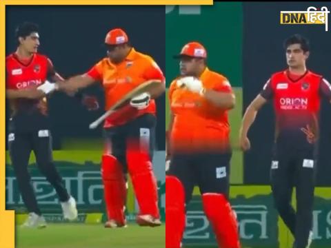 bpl 2023 pakistan pace bowler naseem shah azam khan clash video goes viral in bangladesh premier league