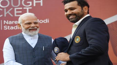 PM Modi Presents Cap To Rohit Sharma 