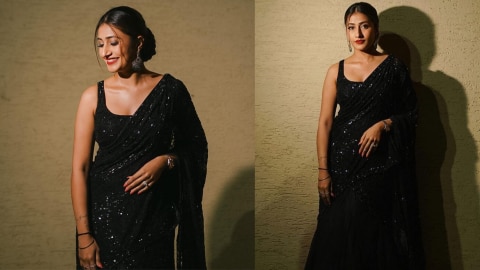 Dhanashree Verma looks stunning in black saree