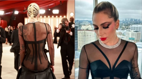 Lady Gaga Makes Bare-Bum Appearance in Black Dress