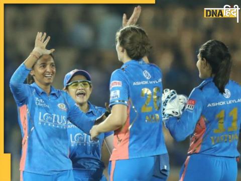 wpl 2023 harmanpreet fifty mumbai indians beat gujarat giants to qualify for playoffs 