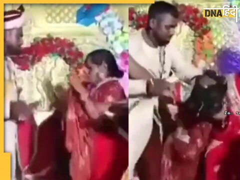 bride groom fighting stage wwe wrestling funny wedding dulha dulhan watch viral video 