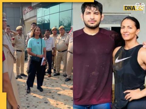 wrestlers-protest-geeta phogat detained-by-police with her husband pawan saroha at sindhu border 