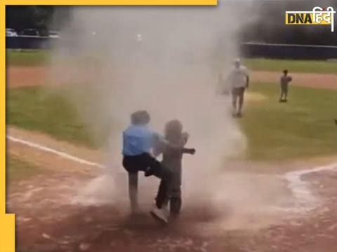 batsman and catcher trapped in tornado while ongoing baseball match umpire saved catcher life video viral