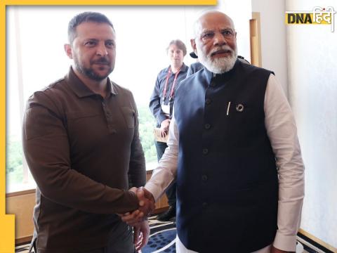 Prime Minister Narendra Modi with Ukrainian President Volodymyr Zelensky.(Twitter/@PMOIndia)