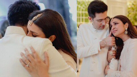 Raghav Chadha wiping away Parineeti's tear