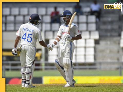 ind vs wi 2nd test highlights rohit sharma and yashasvi jaiswal century partnership at port of spain test