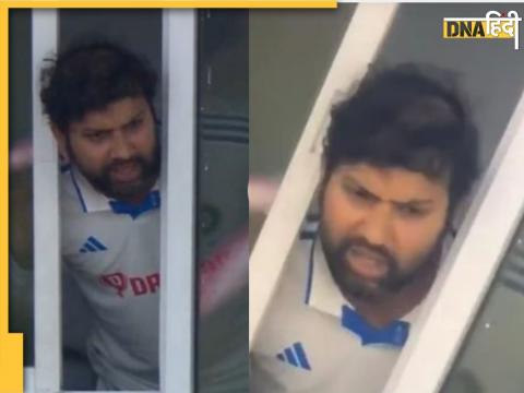 ind vs wi 2nd test 4th day rohit sharma peeping out from dressing room mems viral on social media