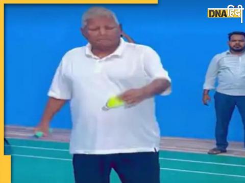 RJD supremo Lalu Yadav playing badminton