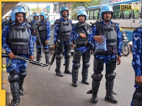 Gurugram Violence को ध्यान में रखते हुए RAF के जवान सभी जगह तैनात किए गए हैं. (Photo-PTI)