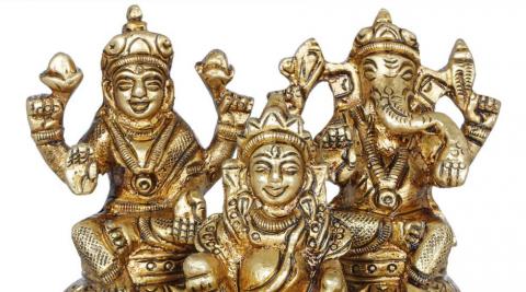 Idol of Ganesh, Lakshmi and Kuber