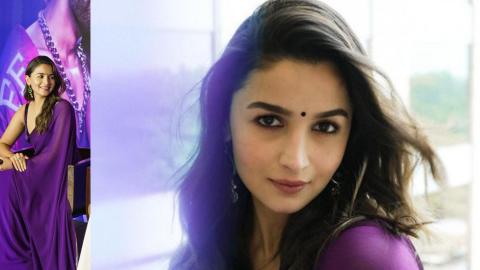 Alia Bhatt Looking Hot in Purple Saree 