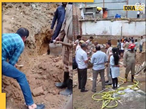 Building Collapse in Delhi Okhla: मौके पर मलबा हटाकर रेस्क्यू ऑपरेशन चलाते फायरकर्मी.