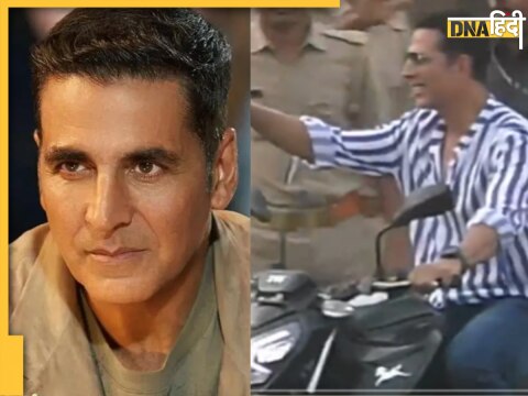 Akshay Kumar rides motorcycle in Sitapur, Uttar Pradesh 