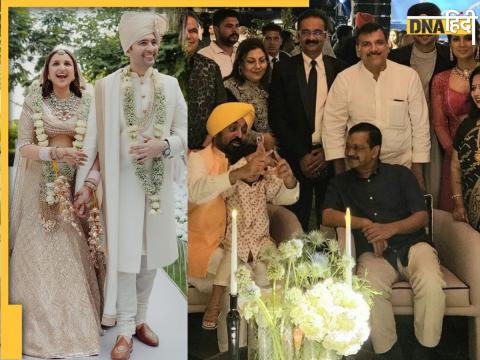 Bhagwant Mann And Arvind Kejriwal At Parineeti Raghav Wedding