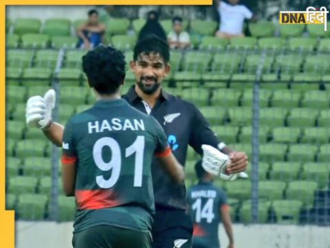 Ish Sodhi hugs Hasan Mahmood