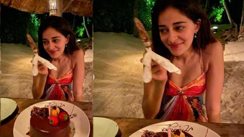 Ananya Panday cutting cake of her birthday