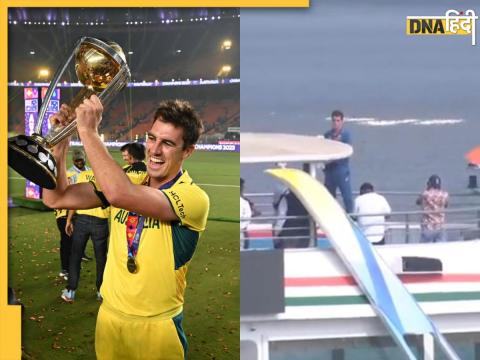 world cup 2023 Pat Cummins took Sabarmati river tour with icc trophy after win ind vs aus final watch video 