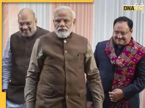 गृहमंत्री अमित शाह, पीएम नरेंद्र मोदी और जेपी नड्डा.