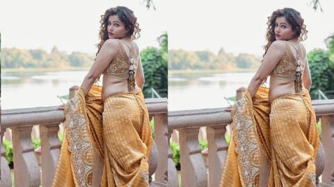 Rubina Dilaik Look Hot In Yellow Saree