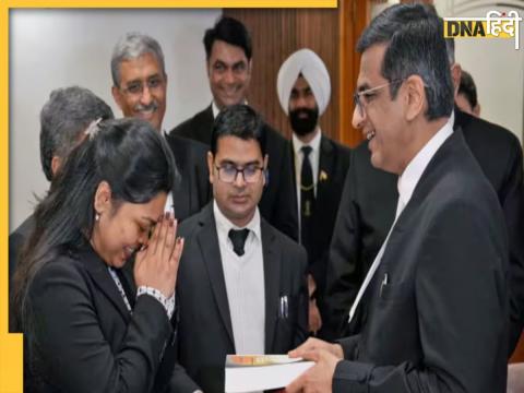 प्रज्ञा को सम्मानित करते CJI.