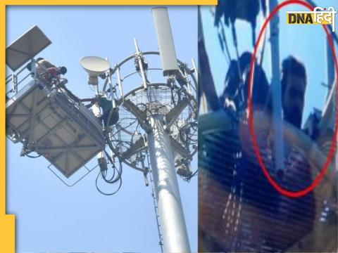 Man climbs tower in chandigarh