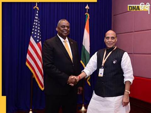 Indian Defence Minister Rajnath Singh with US Secretary of Defence Lloyd Austin 