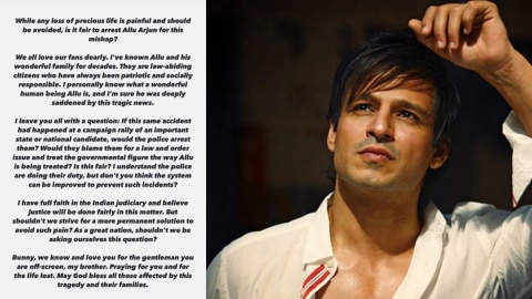 Vivek Anand Oberoi on Allu Arjun Arrest