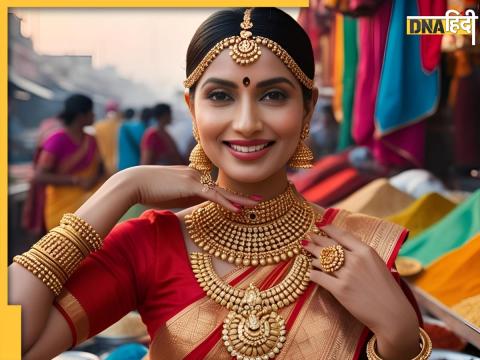 Woman Wearing gold jewellery