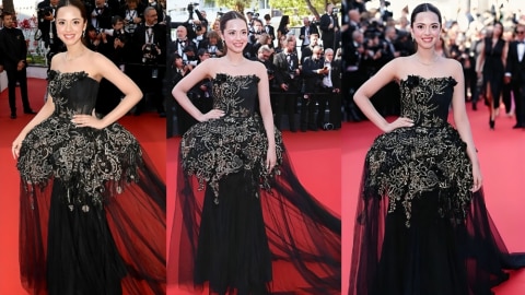Nitanshi Goel walk At Cannes Red Carpet In Black Gown