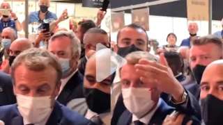 On camera, French President Emmanuel Macron hit by an egg during public vis...