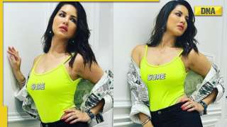 Sunny Leone shows off her style quotient in uber cool top with printed jacket for Ginna promotions