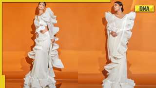 Hina Khan looks stunning in white ruffled saree, drops photos on Instagram
