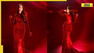 Nora Fatehi sets internet ablaze in red shimmery dress, photos go viral