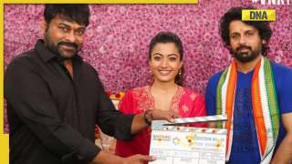 Chiranjeevi claps muhurat shot for Rashmika Mandanna, Nithiin, Venky Kudumula's new film; see photos