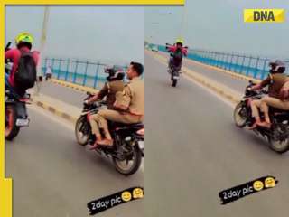 Viral video: Man fined for performing dangerous bike stunt in front of police in Kanpur, watch