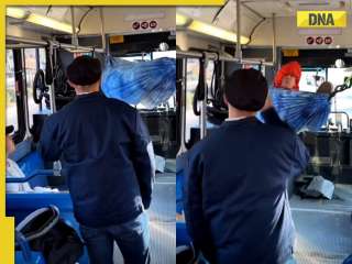 Viral video: Man sets up makeshift hammock on bus, internet reacts